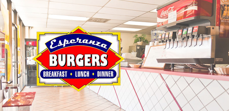 Esperanza Burgers exterior — daytime shot